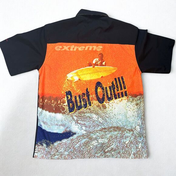 Orange Clothing Company Button Up Shirt Men's Medium Surf Graphic Extreme - Picture 2 of 5
